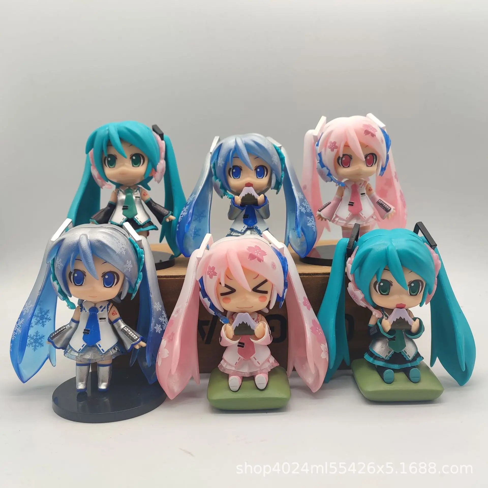 

6PCS Anime Hatsune Miku Figure Virtual Singer Manga Statue Figurines Model Toys Computer Desk Cake Decoration Gift
