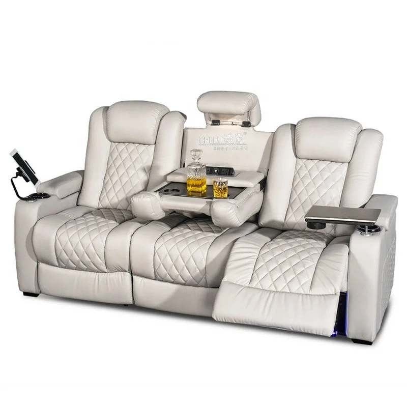 

Top grain leather power reclining movie theater sofa vip seating room furniture electric recliner living room sofas