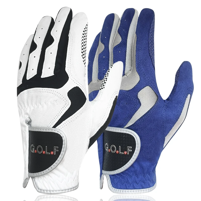 

GVOVLVF Men's Golf Glove One Pc Pair 2 Color Options Improved Grip System Cool Comfortable Blue White color left right hand NEW