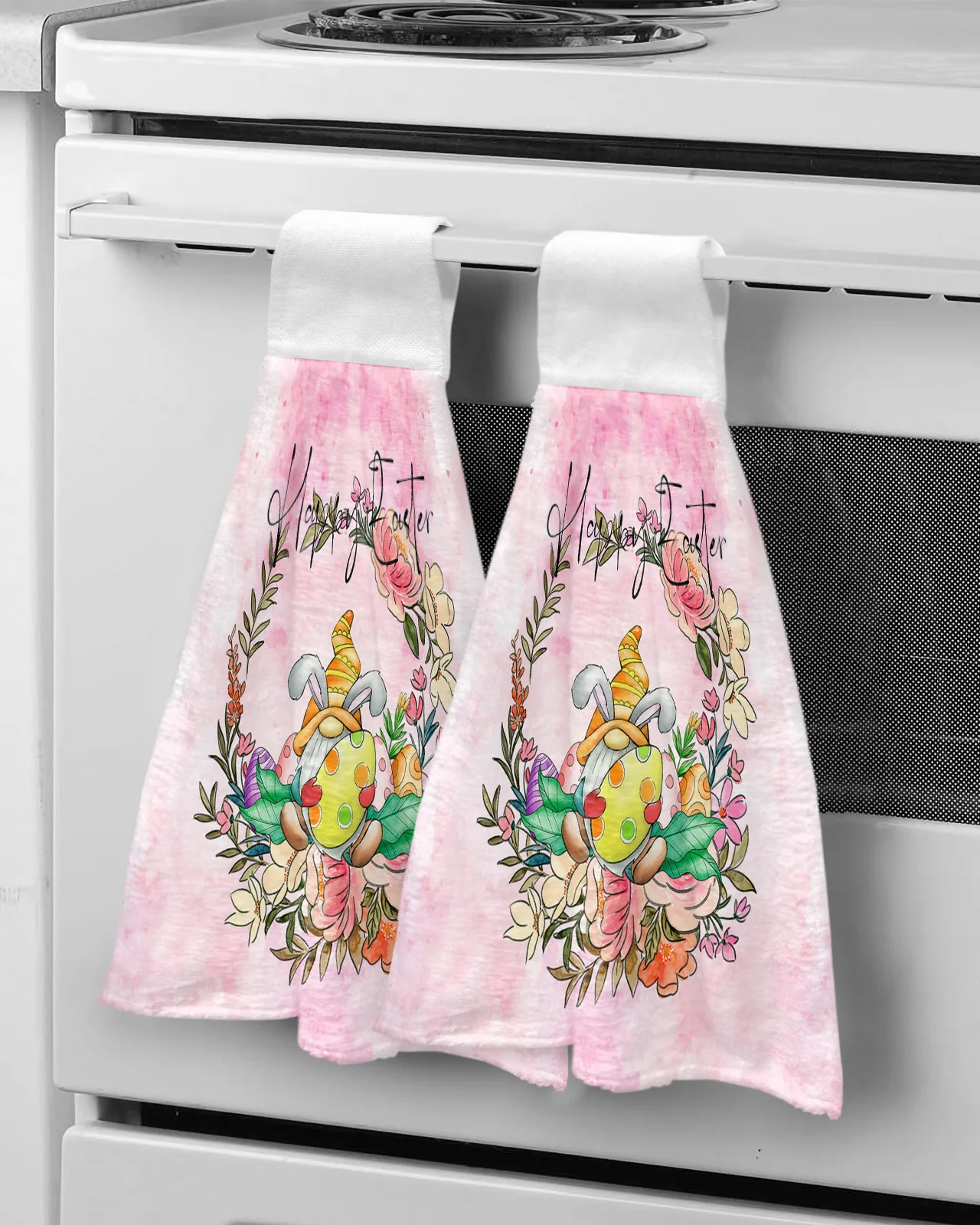 

Весеннее впитывающее полотенце с изображением Пасхальных Кроликов и цветов, полотенце для кухни и ванной, подвесное полотенце, посуда, одежда для уборки, домашние кухонные принадлежности