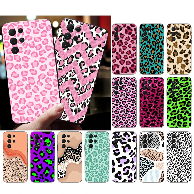 

Phone Case for Samsung Galaxy S23 S22 S21 S20 Ultra S20 S22 S21 S10 S9 Plus S10E S20FE Colorful Pink Leopard Print Case