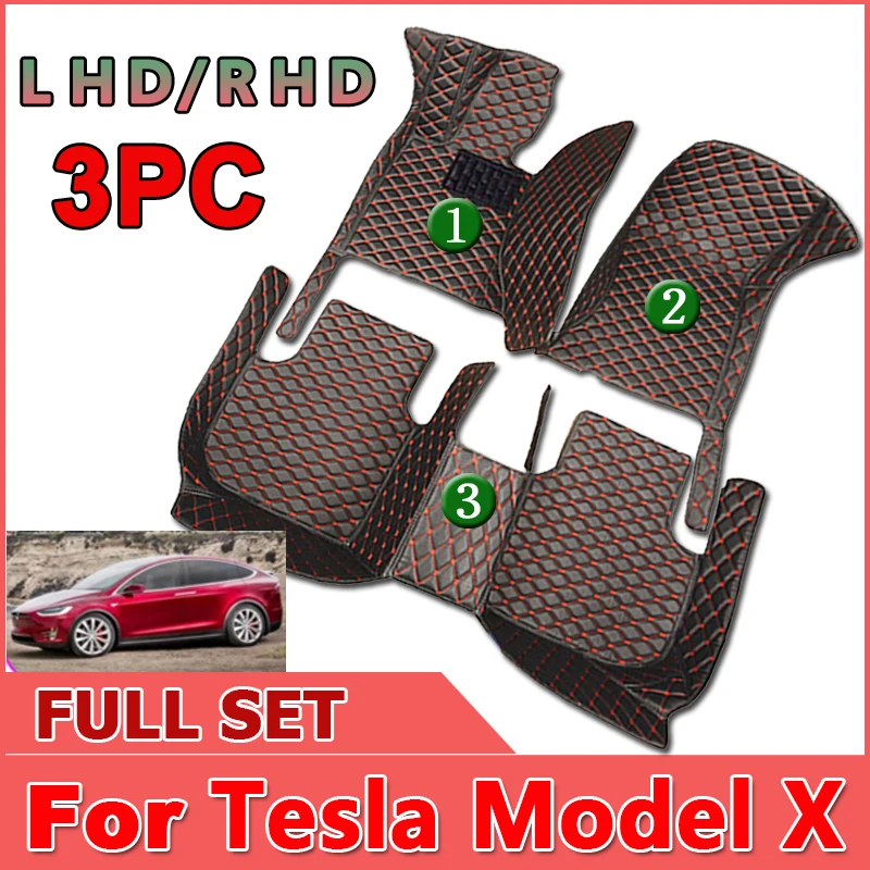

Car Mats For Tesla Model X 7 Seat 2015~2022 Full Set Luxury Carpets Rug Anti Dirt Pad Leather Mat Car Accessories Tapete Carro