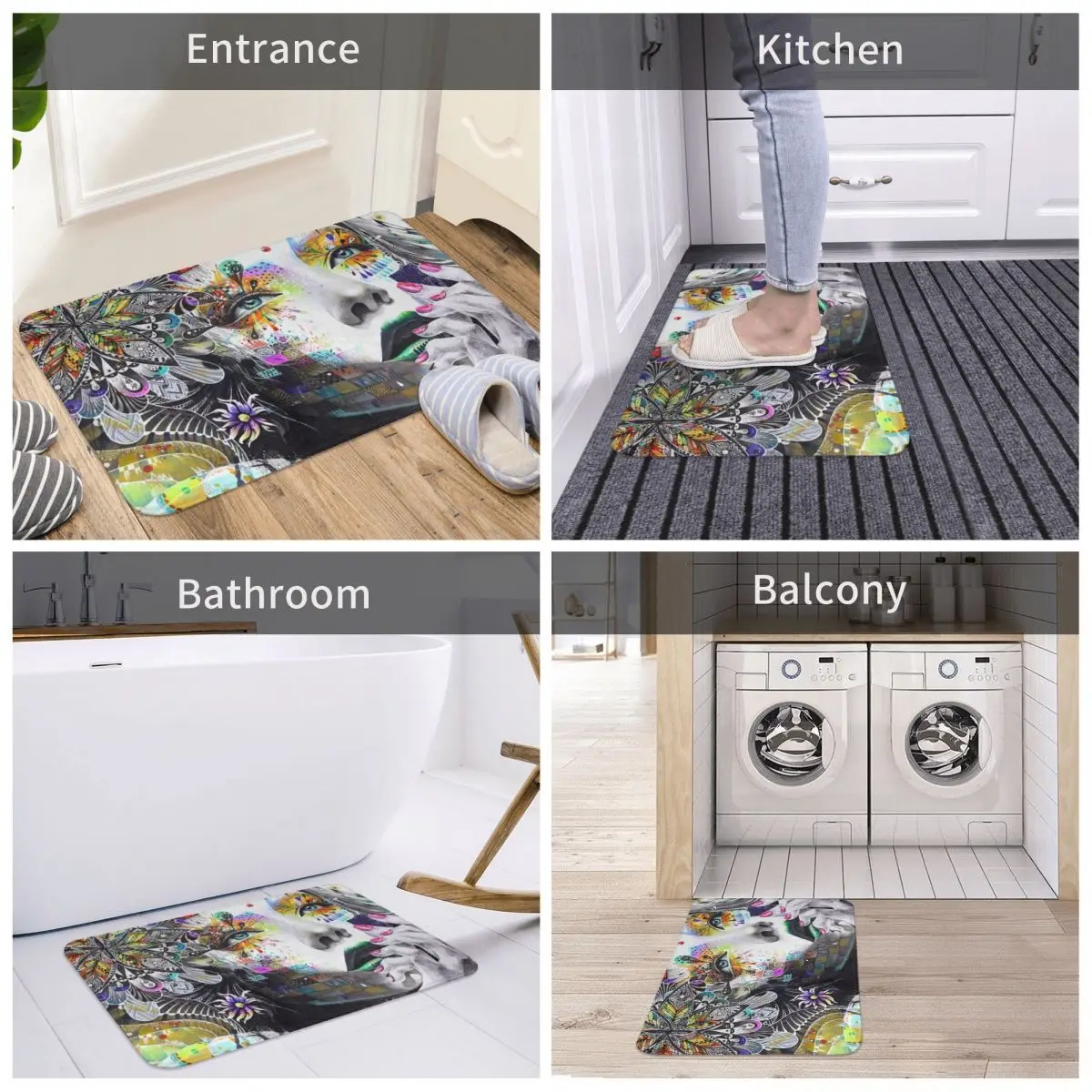 

Bath Mat Banksy Urban Princess Graffiti Oil Painting Decor 3D Rug Carpet Doormat Anti-slip Entrance Living Room Home Kitchen