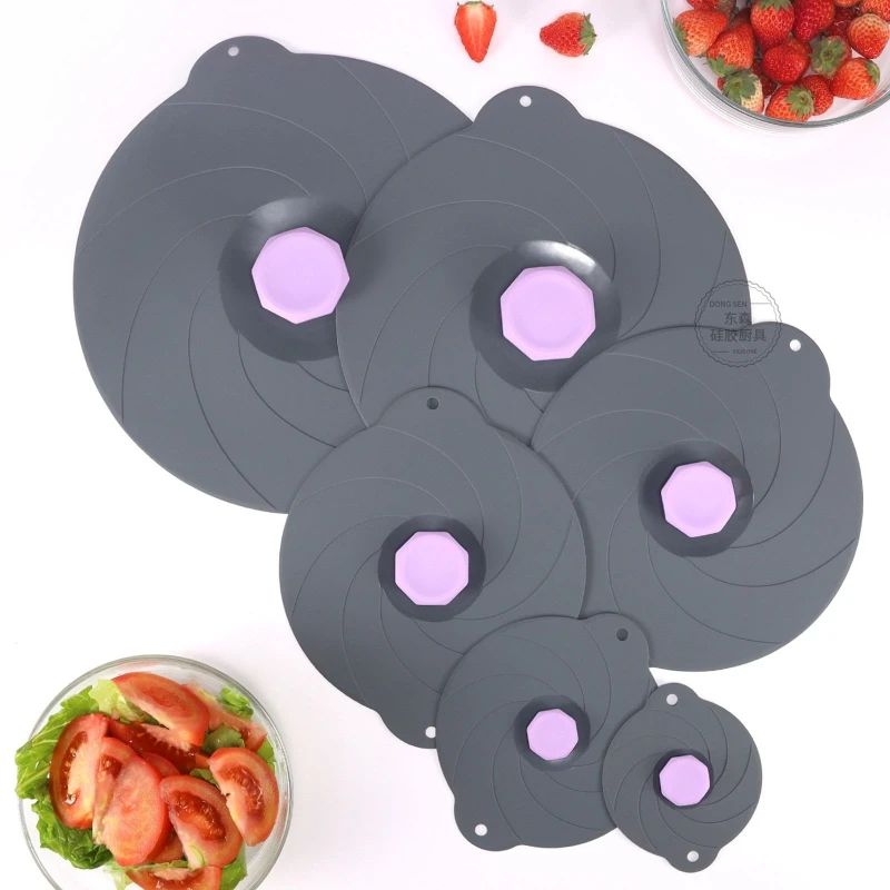 

Suction Silicone Fresh Cover Portable Handle Microwave Heating Food Bowl Cover Dustproof Pot Cover Kitchen Supplies Y5GB