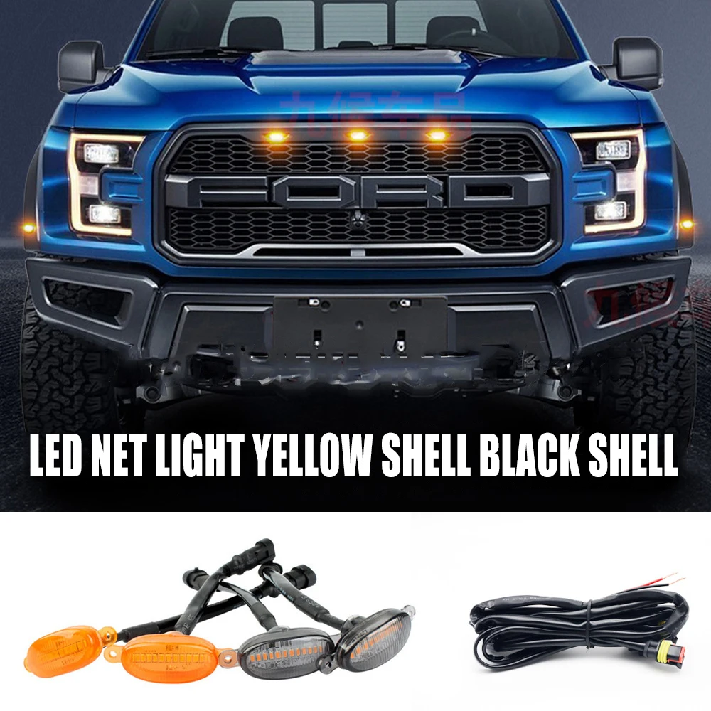 

OKEEN Led Car Front Grille Light 12led For Ford F150 F250 F350 Raptor Dodge Ram1500 2014 DRL Grille Warning Lighting Smoked Lens