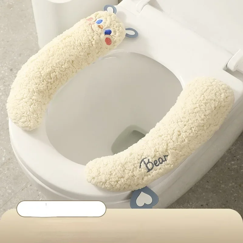 1 шт. утепленный чехол на сиденье унитаза в мультяшном стиле зимний теплый мягкий