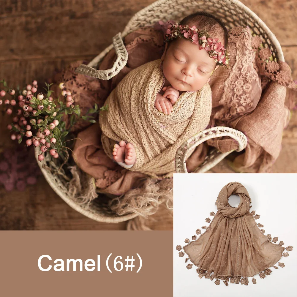 Реквизит для фотосъемки новорожденных мягкое хлопковое кружевное одеяло с