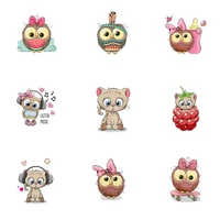 prajna cartoon cat owl iron on patches for clothing stickers cartoon animal thermal heat t shirt thermo stickers patch applique