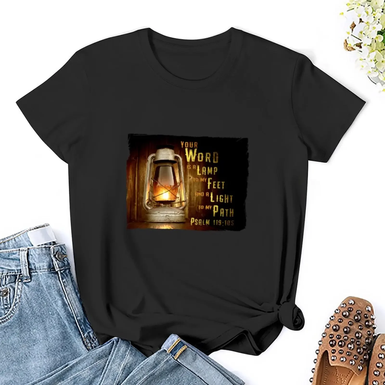 Футболка с надписью Your Word Is a Lamp to My Feet (Псалом 119:105) футболки кавайная одежда