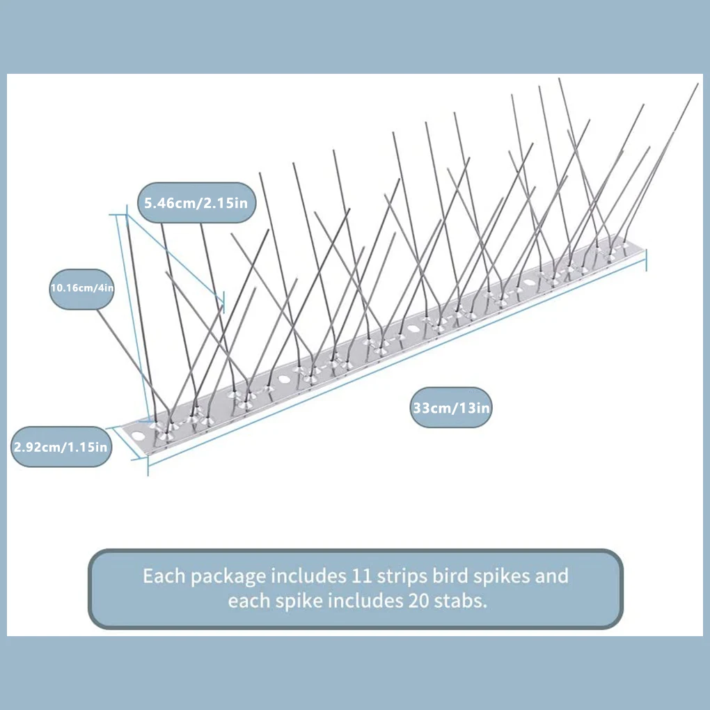 

10pcs Fowl Spike Strips Stainless Steel Animal Repellers Outdoor Anti Fowl Garden Defenders