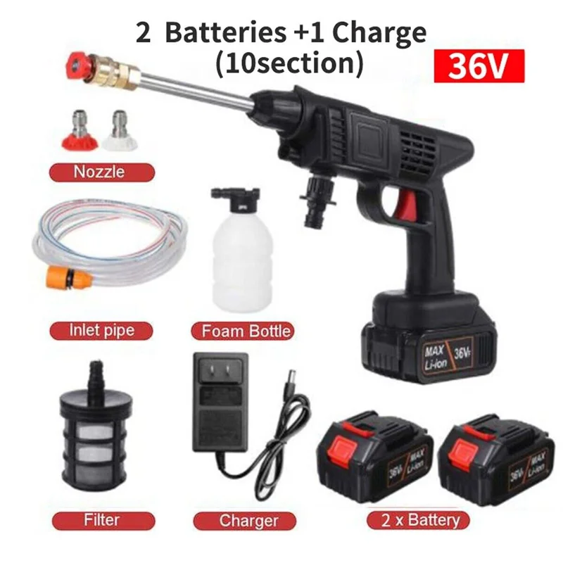 Gun Cordless High Pressure Car Washer Spray Rechargeable 2 T