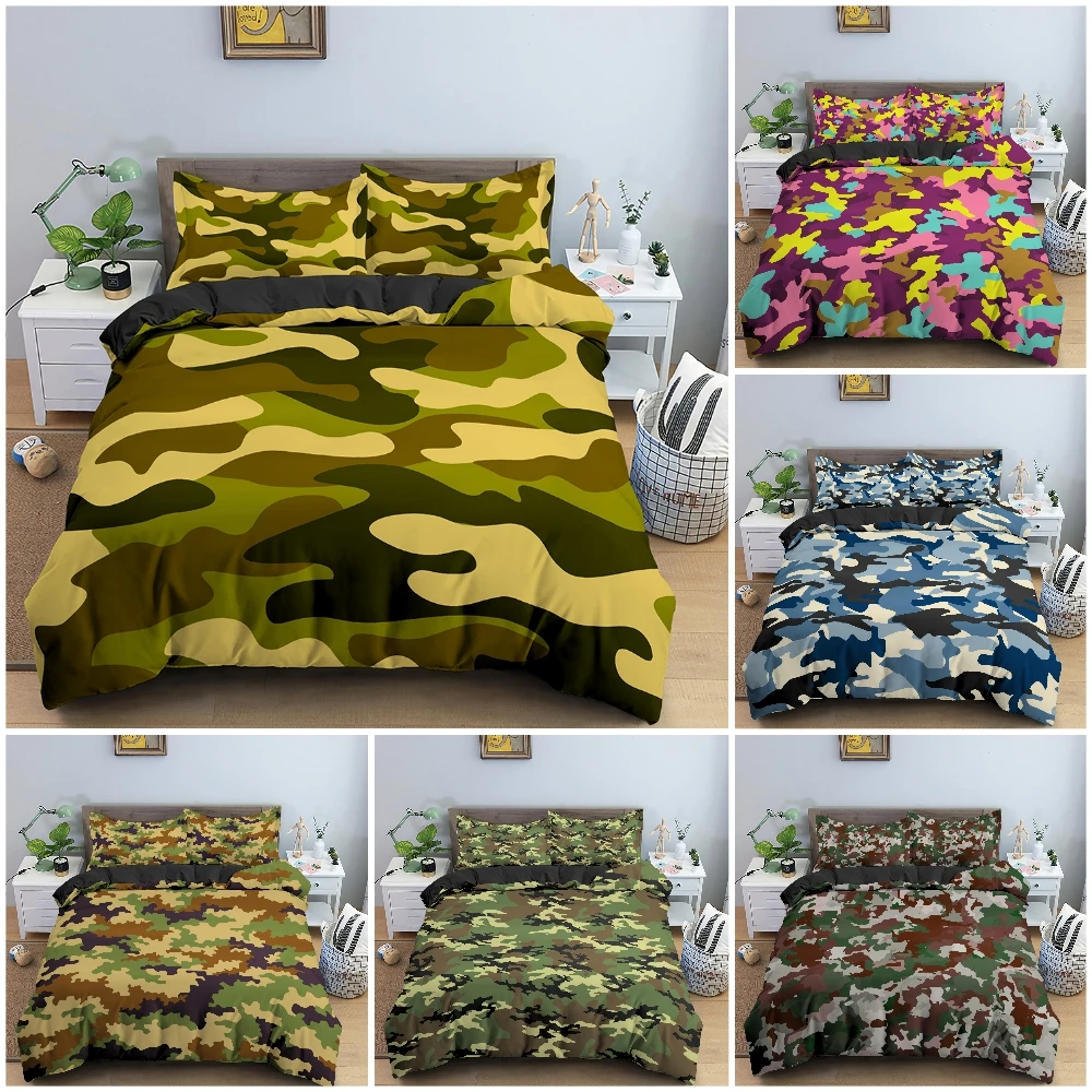 

Camouflage Pattern Duvet Cover Bedding Set Classic Clothing Style Masking Camo Print Quilt Comforter Cover Pillowcase Home Decor