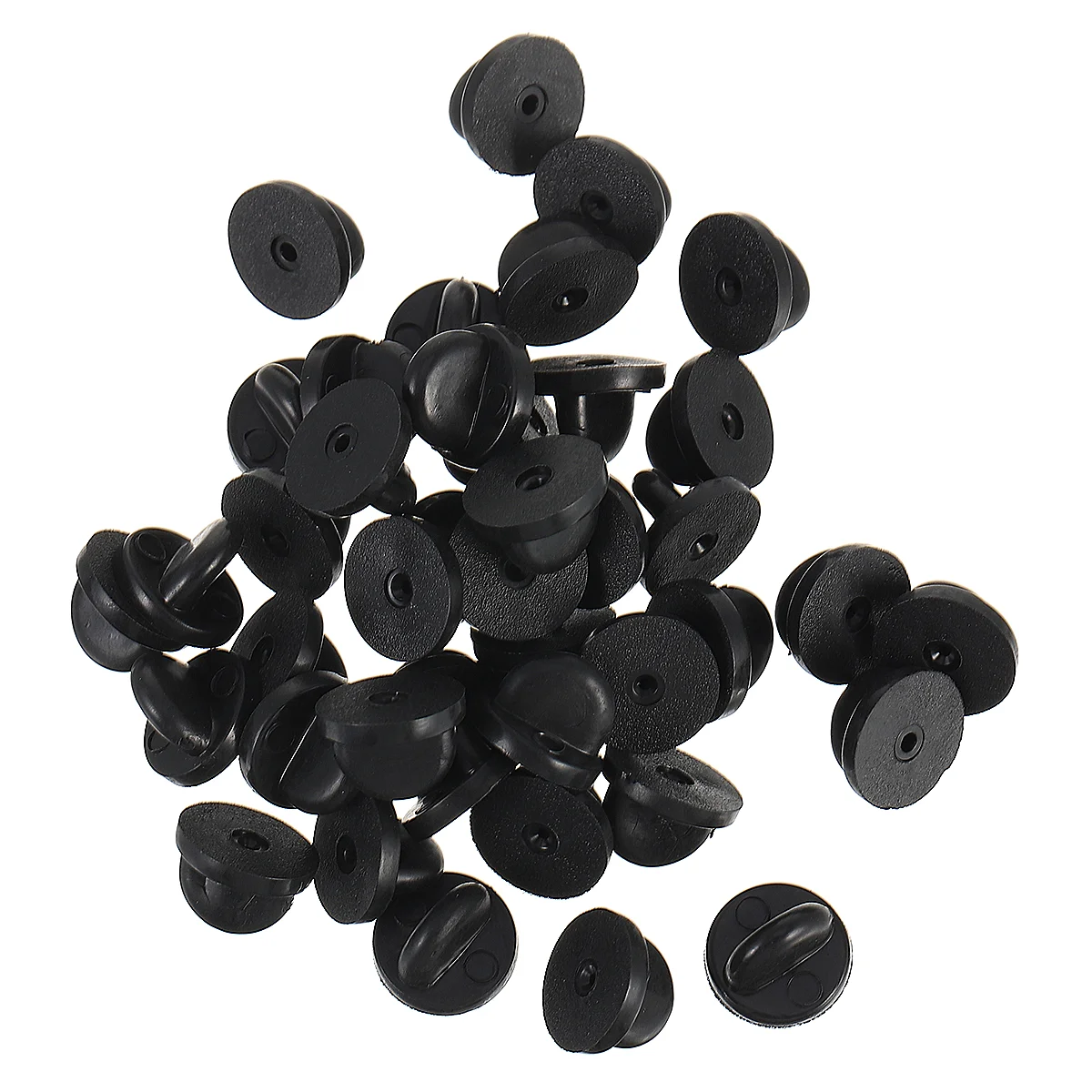 

200 Pcs Plastic Tags Butterfly Hat Pin Backplate Brooch Buckles Lapel Needle 1.5X1.5X1CM Caps PVC Black Rubber Holder