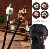 women chinese ancient style wood hairpins hair stick flower shape coiled wooden hair fork sticks retro chinese hanfu headdress