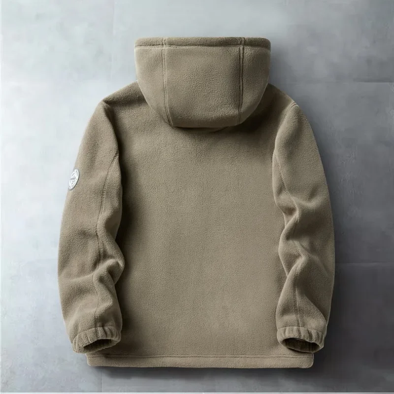 Новая зимняя теплая флисовая куртка с карманом и капюшоном дизайн высокого