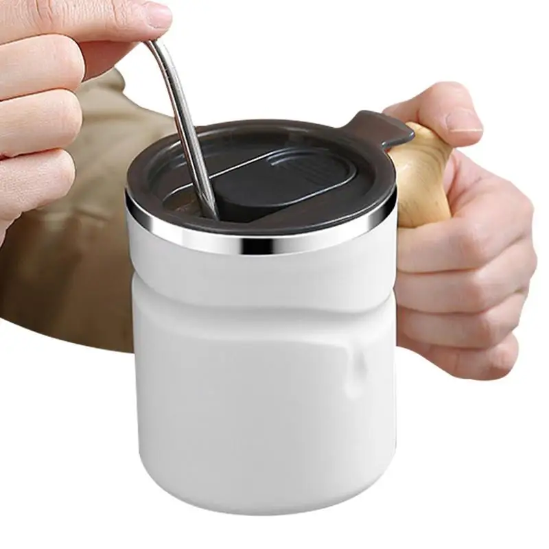 

Термокружка для кофе, вакуумная Изолированная с крышкой и ложкой, 17 унций, дорожный термос из нержавеющей стали с защитой от протекания, чашка с основанием
