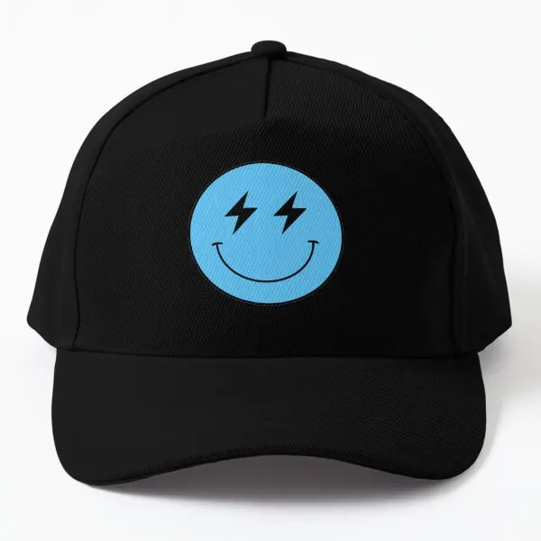 

Blue Smiley Lightning Bolt Face Baseball Cap Hat Solid Color Outdoor Mens Czapka Black Fish Bonnet Casquette Sun Printed