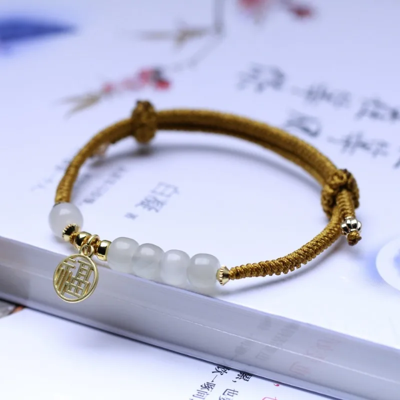 Натуральный бренд Hetian Yufu плетеный вручную веревочный старая бусина женский