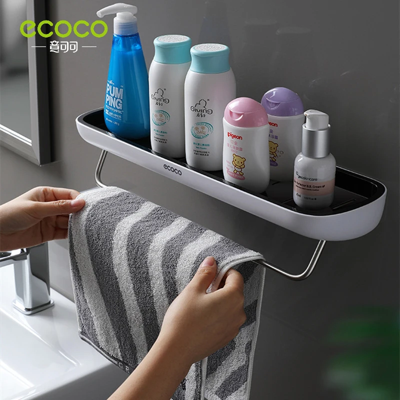 ECOCO Навесные полки для хранения в ванной комнате с полкой для полотенец, душевой полкой, органайзером для туалета, аксессуарами для мебели.