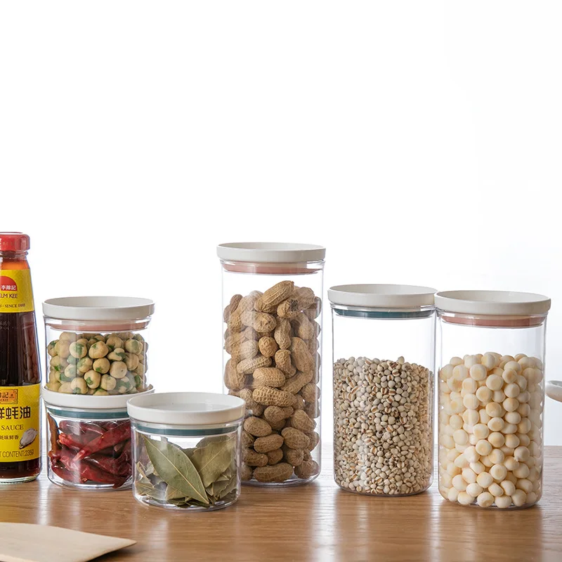 Japanese-style Sealed Jar Kitchen Food Grain Storage with Lid Plastic Transparent Box Small Tea Tin Bottle Container |