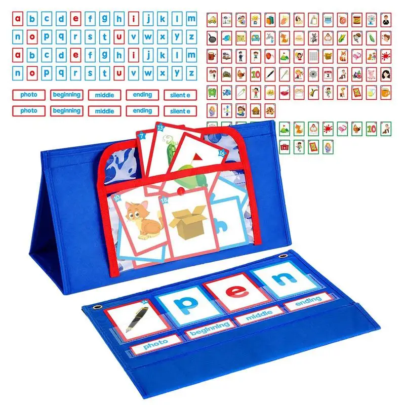 

Word Building Pocket Chart Words Phonics Toy Blending Board for Kindergarten Reading and Spelling Perfect for Preschool Learning