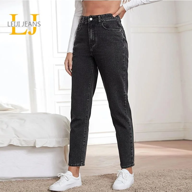 

2022 LEIJIJEANS Curve Size Jeans 5XL High Waist Women Jeans Lady Harem Loose Blue Color Jeans Women Boyfriend Blue Lady Jeans
