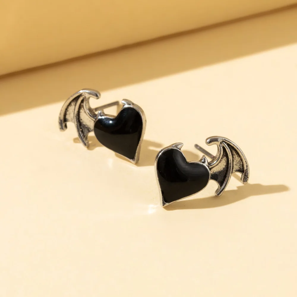 New Fashion Devil's Wings Heart-shaped Earrings Women's Earrings Jewelry Wholesale Direct Sales