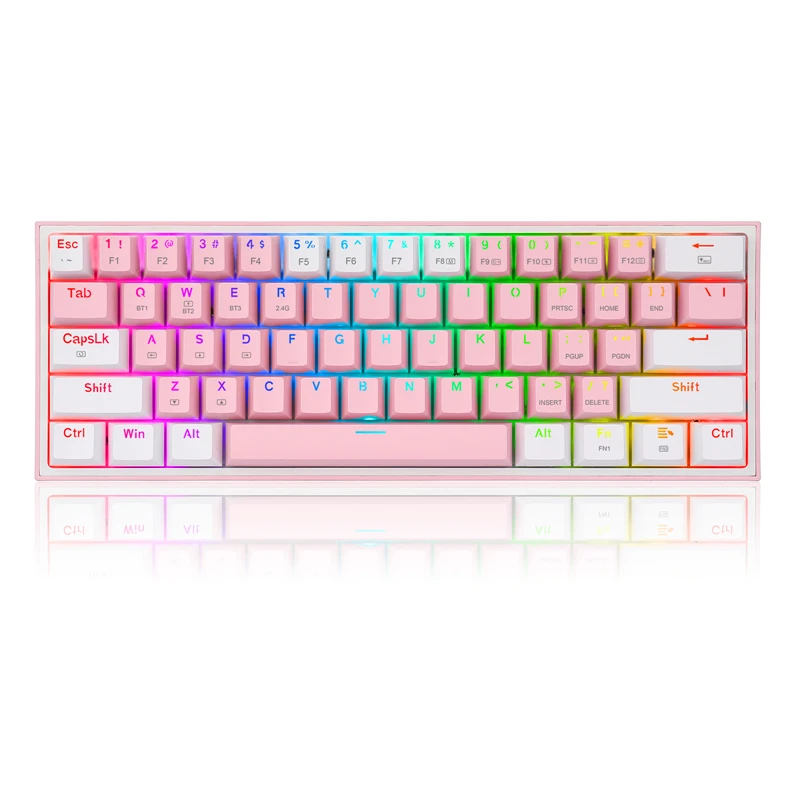 Беспроводная механическая клавиатура Redragon K616 Fizz Pro, 5,0 BT/2,4 ГГц/Проводная, три режима, 60% клавиатура, линейные красные переключатели