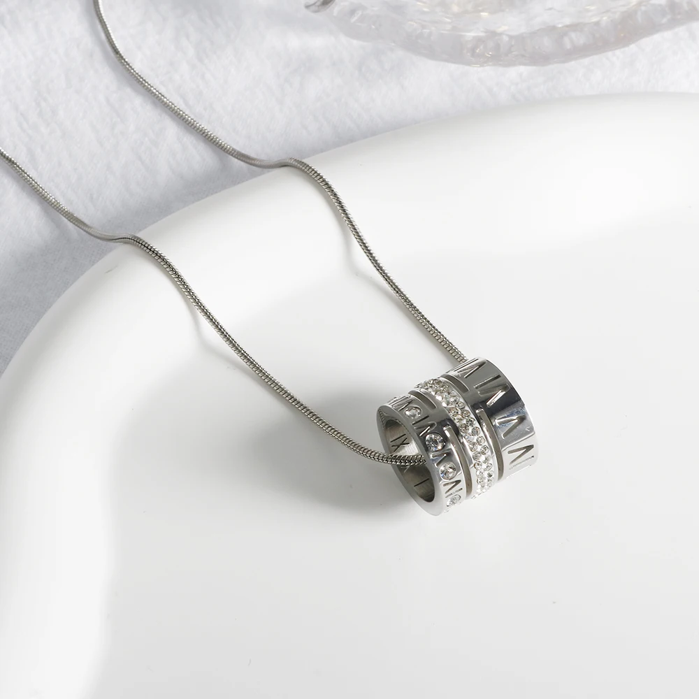 ZMfashion римские цифры инкрустированный цирконом кулон ожерелье для женщин