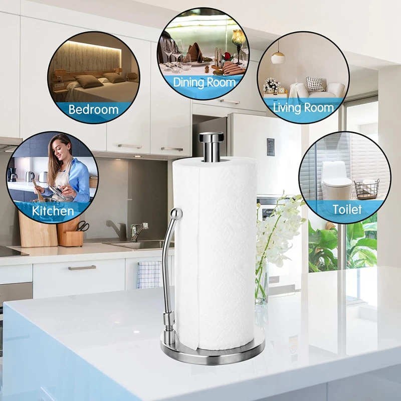

1pc Kitchen Paper Towel Holder Counter Top Paper Roll Stand Holders Stainless Steel Tissue Napkins Rack Bathroom Hardware
