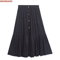 modal cotton pleated skirt spring newest good quality classic stitching long skirt mid length skirt womens summer dresses