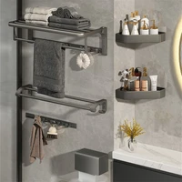 new bathroom accessories set aluminum towel rack toilet brush tissue box holder corner shelf robe hook gun grey bath hardware