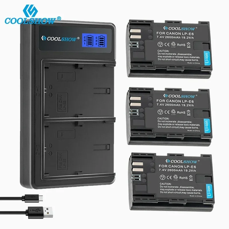 LP-E6 LP E6 Аккумулятор для Canon EOS 5DS 5D 6D 7D 60D 60Da 70D Mark II III 80D XC10 DSLR 2600 мАч Зарядное