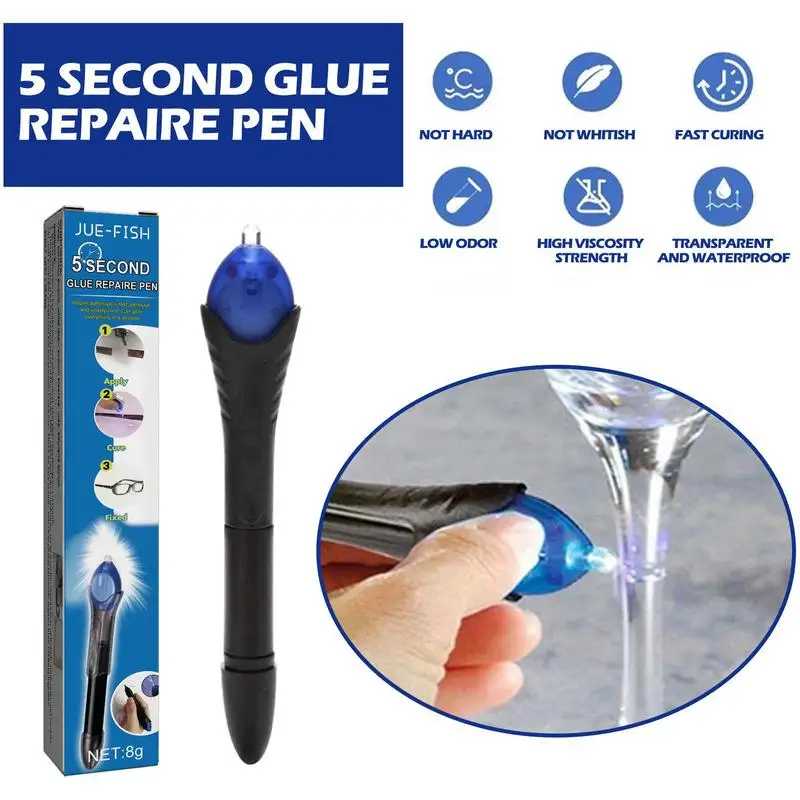 

Brand New 5 Second Quick Fix Liquid Glue Pen Uv Light Repair Tool With Glue Super Powered Liquid Plastic Welding Compound