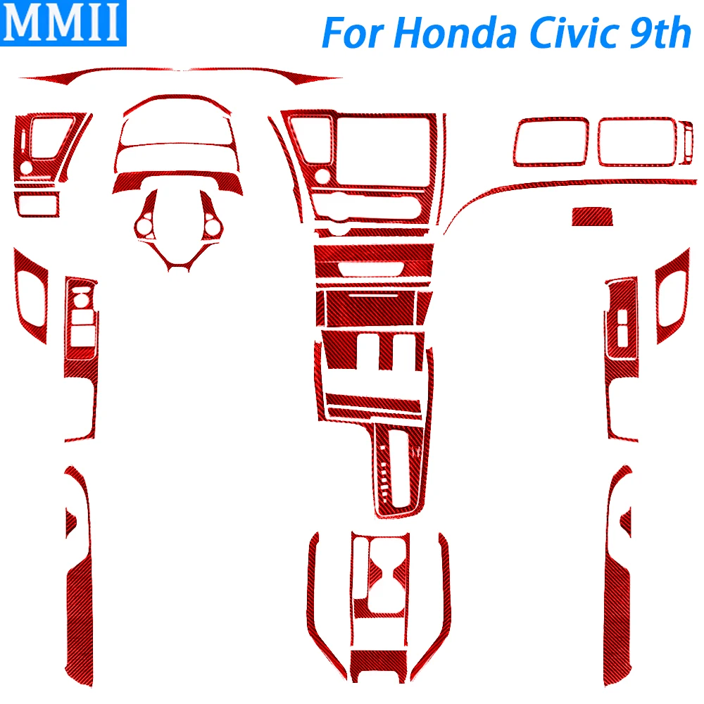 Красная центральная консоль из углеродного волокна для Honda Civic 9 2012-2015