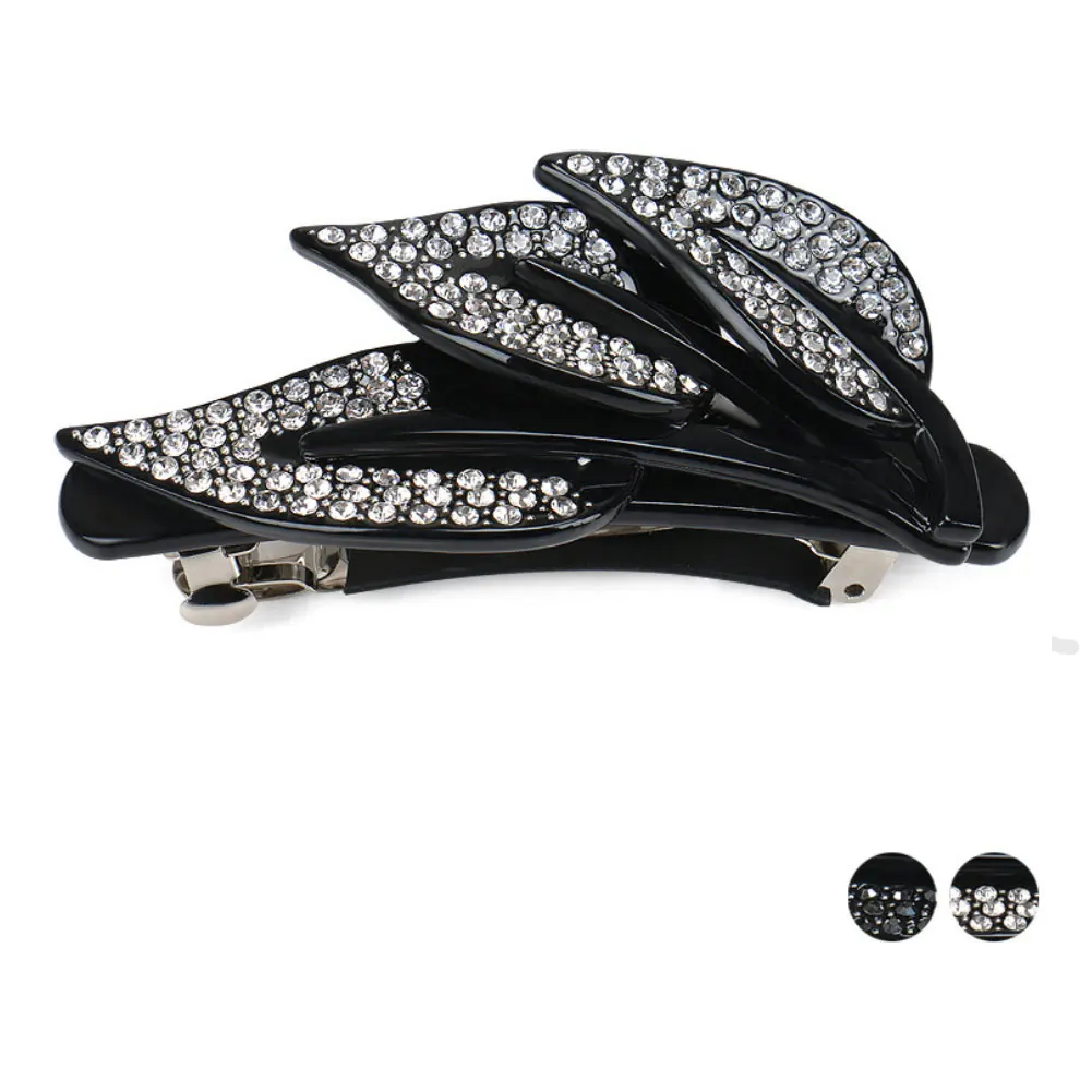 

Leaves Hair Barrettes - Rhinestone Ponytail Hair Clip for Women Girls Classic Hair Accessories Ornament Jewelry for Wedding Prom