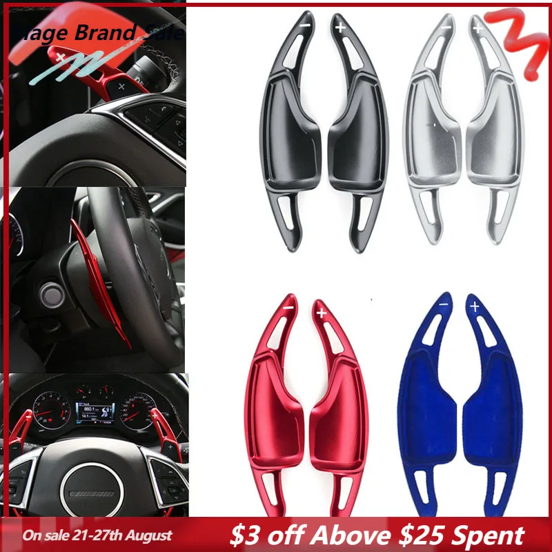 

2pcs Aluminum Car Steering Wheel Shift Lever Paddle Shifter Extension For Chevrolet Camaro 6th Gen 2017 2018 2019 2020 Chevy C7