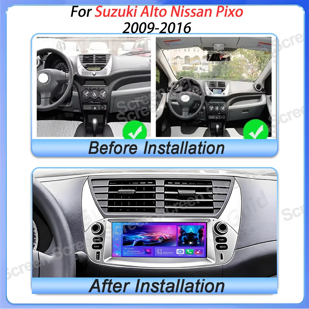 Фото 7-дюймовая Android 16 мультимедийная система для Suzuki Alto и Nissan Pixo 2009-2016, автомагнитола с CarPlay, 5G, 2DIN №2