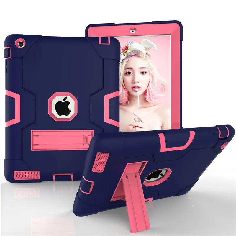New Armor Case For Ipad 2 3 4 Kids Safe Heavy Duty Silicone Hard Cover Model A1458 A1459 A1460 A1416A1430 A1403 A1395 A1396 Case