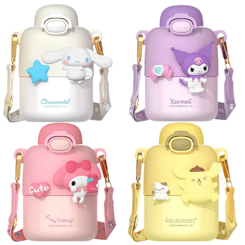 

Новый термос из нержавеющей стали Sanrio, чашка Kuromi My Melody Cinnamoroll 430 мл, портативный термос, милая мультяшная портативная чашка
