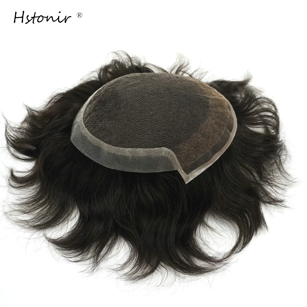 

Парик Hstonir мужской для наращивания волос, прочный капиллярный протез из натуральных волос, индийский парик без повреждения кутикулы, H045B