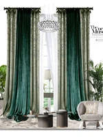 dark green high end custom curtains modern imported velvet flannel french baroque european style villa light luxury american