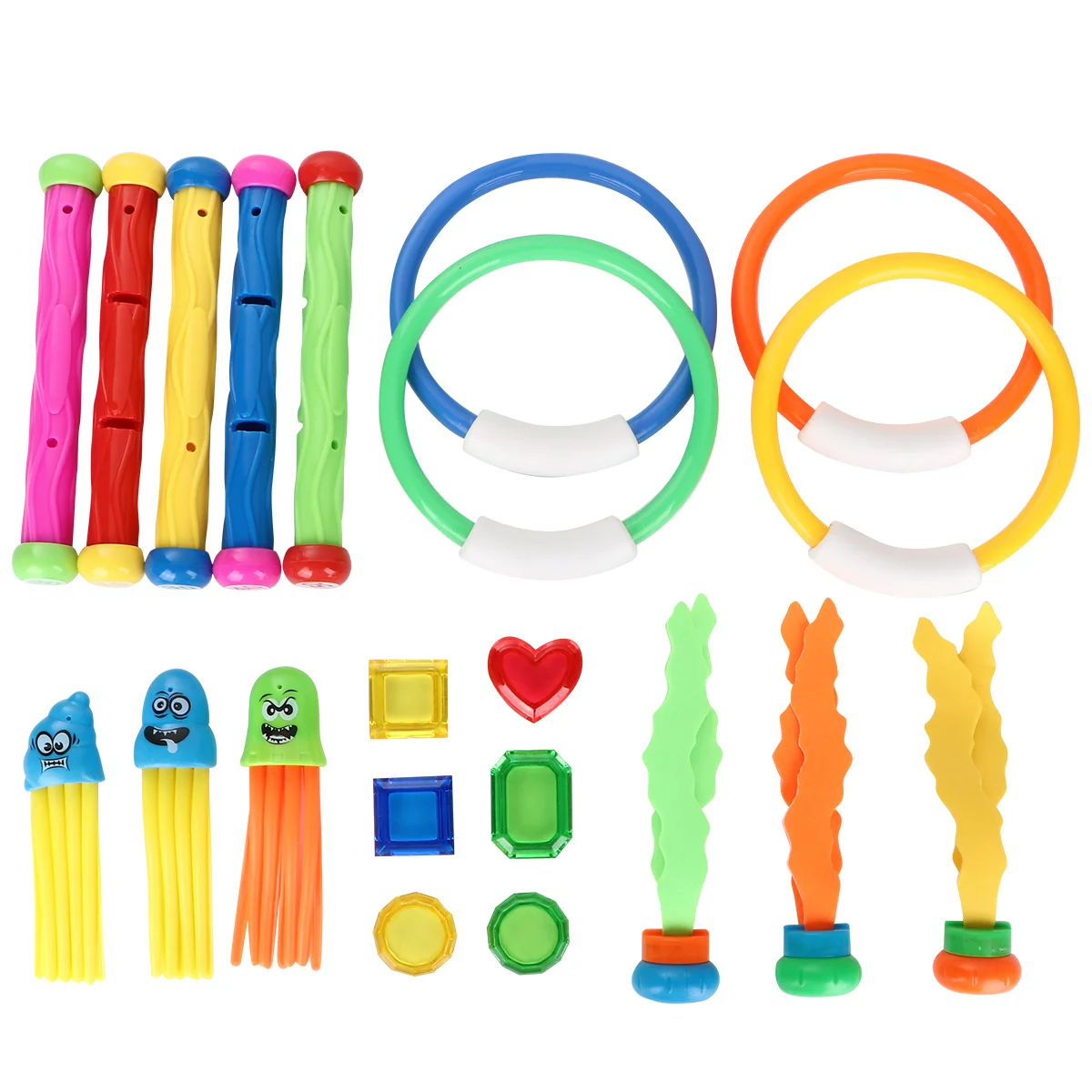 

21 Pcs Toddlers Toys Diving Stick Swimming Ring Kids Sticks Seaweed Rings Child
