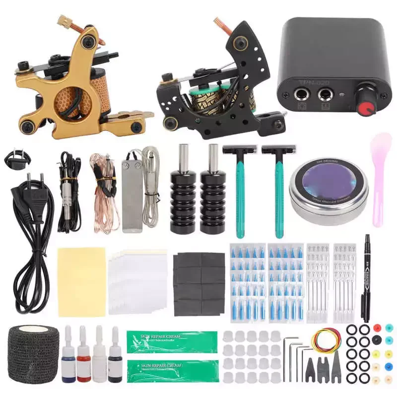 

Coil Tattoo Machine Tattoo Kit Clip Cord Repair Cream Professional Practice Skin Tattoo Transfer Paper with Spatula for
