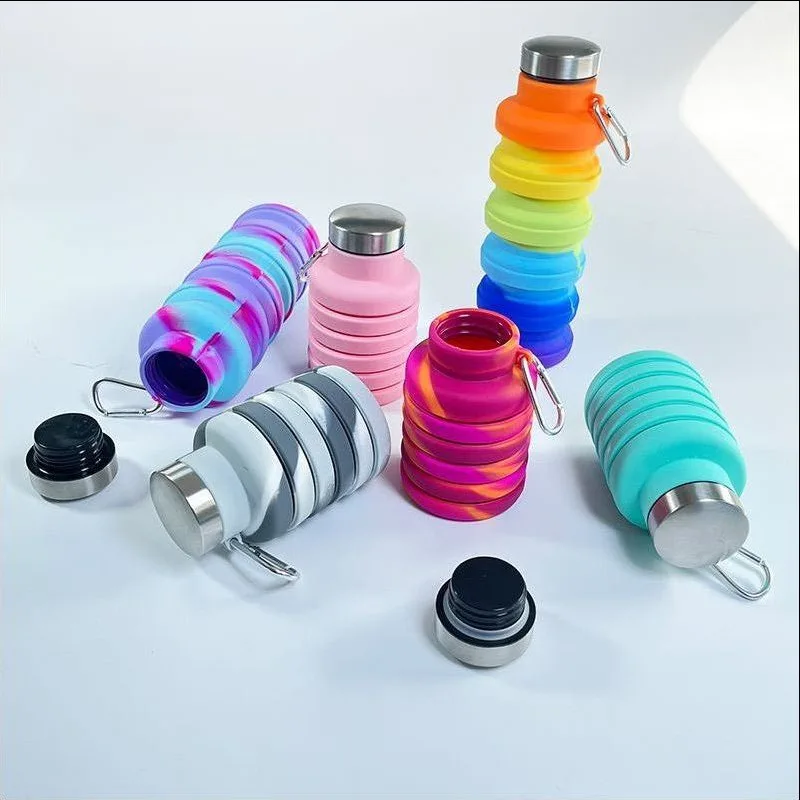 

Portable Silicone Water Bottle Retractable Folding Sports Water Bottle Outdoor Travel Tools Collapsible Sport Bottles Hiking