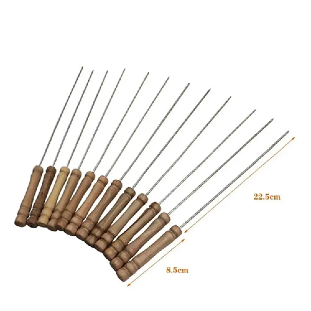 10/12 Pcs Outdoor Picnic BBQ Barbecue Skewers Roast Stick Stainless Steel Needle BBQ Tools images - 6