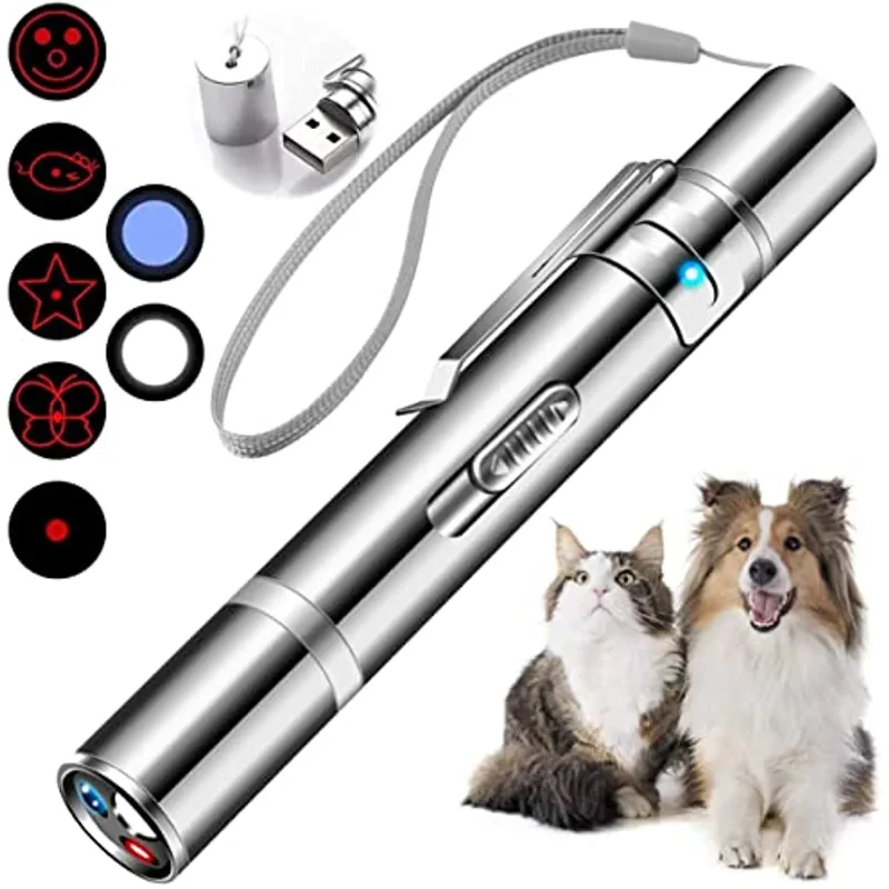 

Cat Laser Toy 7 Adjustable Patterns Laser Pointer USB Recharge Long Range 3 Modes Training Chaser Interactive Dog Laser Pen Toy