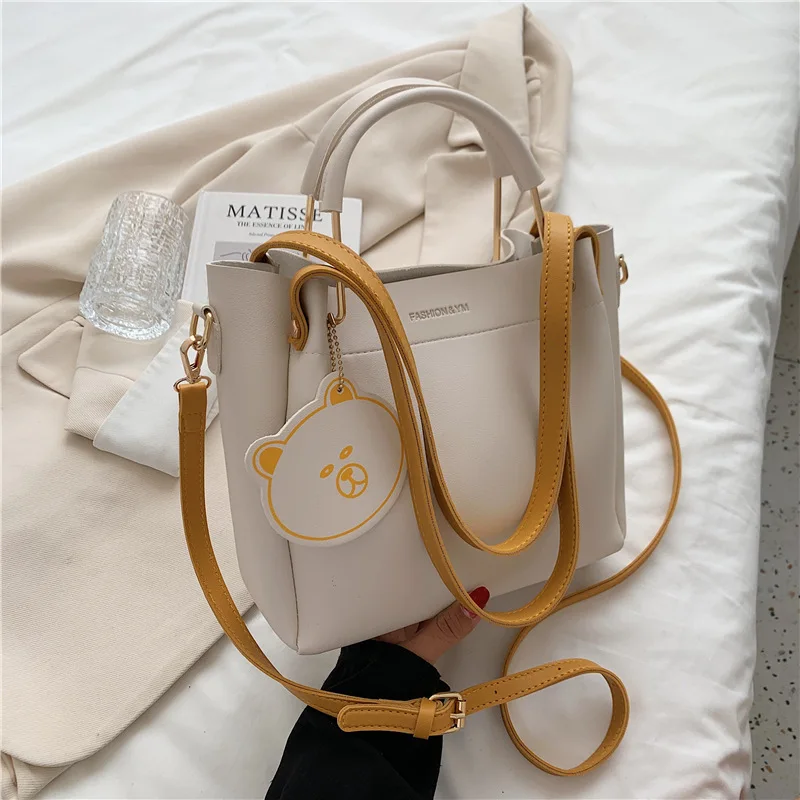 Fashion Bucket Women Bags New Portable Shoulder Bag Women Bucket Messenger Bag with Pendant Large Capacity