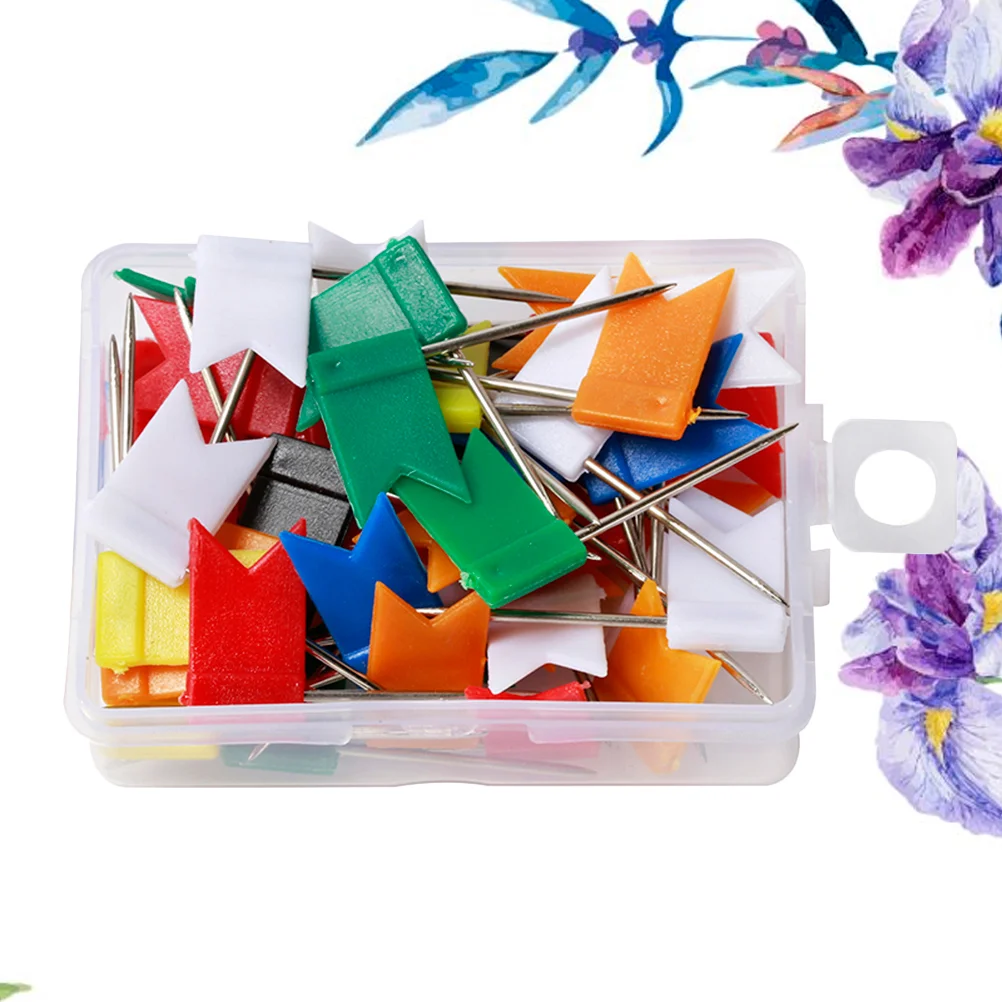 

1 Box Flag Shape Creative Colorful Multi-use Location Pin for Fishing Sewing