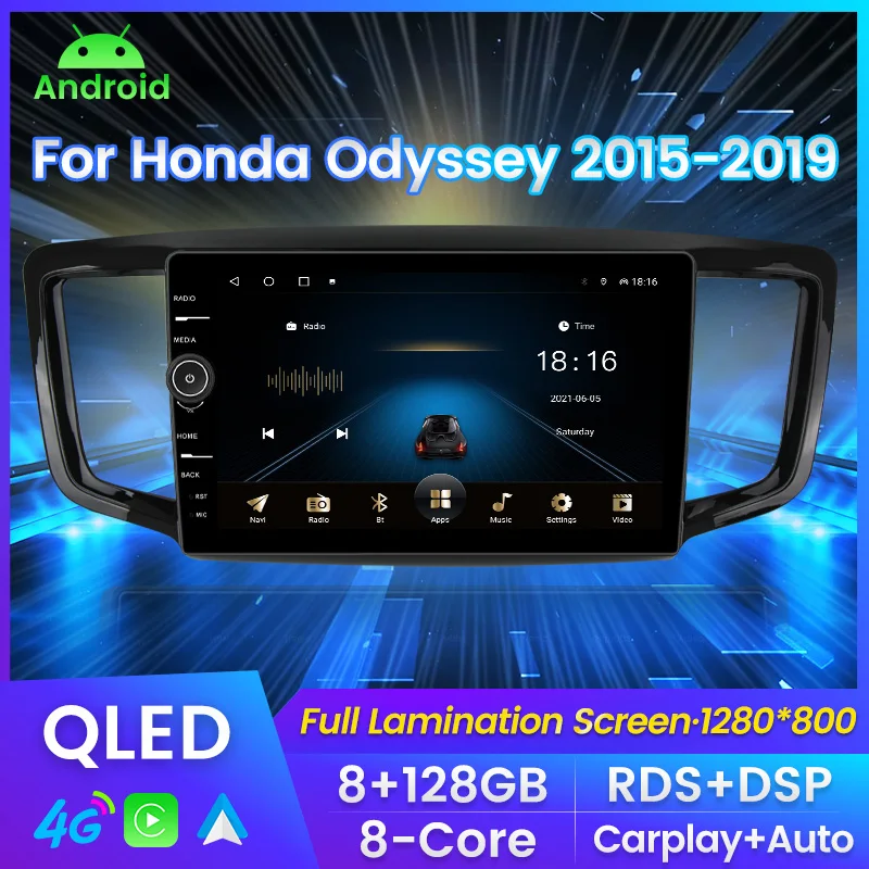 

Автомагнитола MLOVELIN, мультимедийный видеоплеер для Honda Odyssey 2015-2019 8G + 128G Carplay auto GPS QLED 8core Android11 2din без dvd